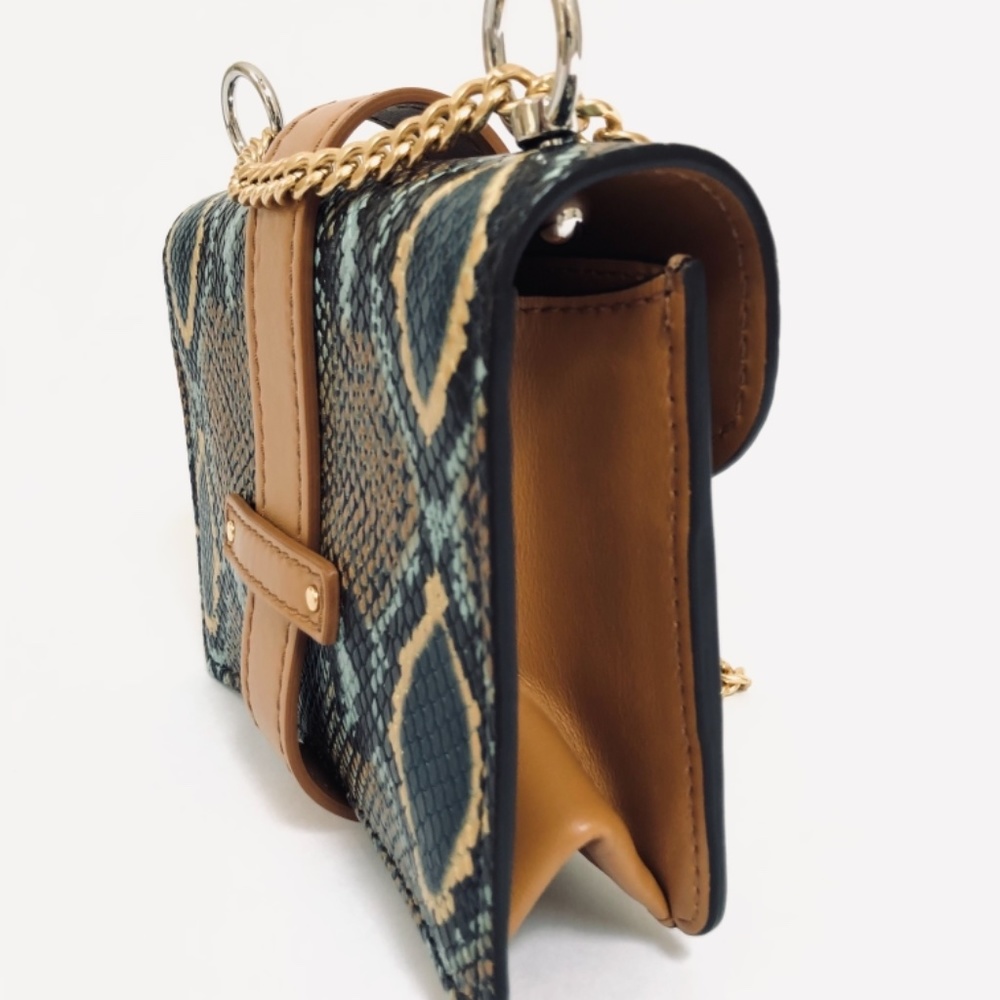 Chloe Mini Aby Chain Snake Python Print Brown Lea… - image 6